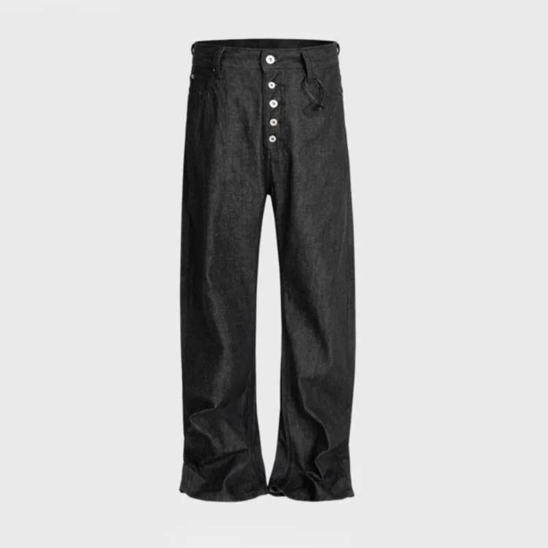 Hksh primavera outono nova maré masculina casual multi-botão design nicho calças jeans retas na moda elegante moda jeans ins hk13746