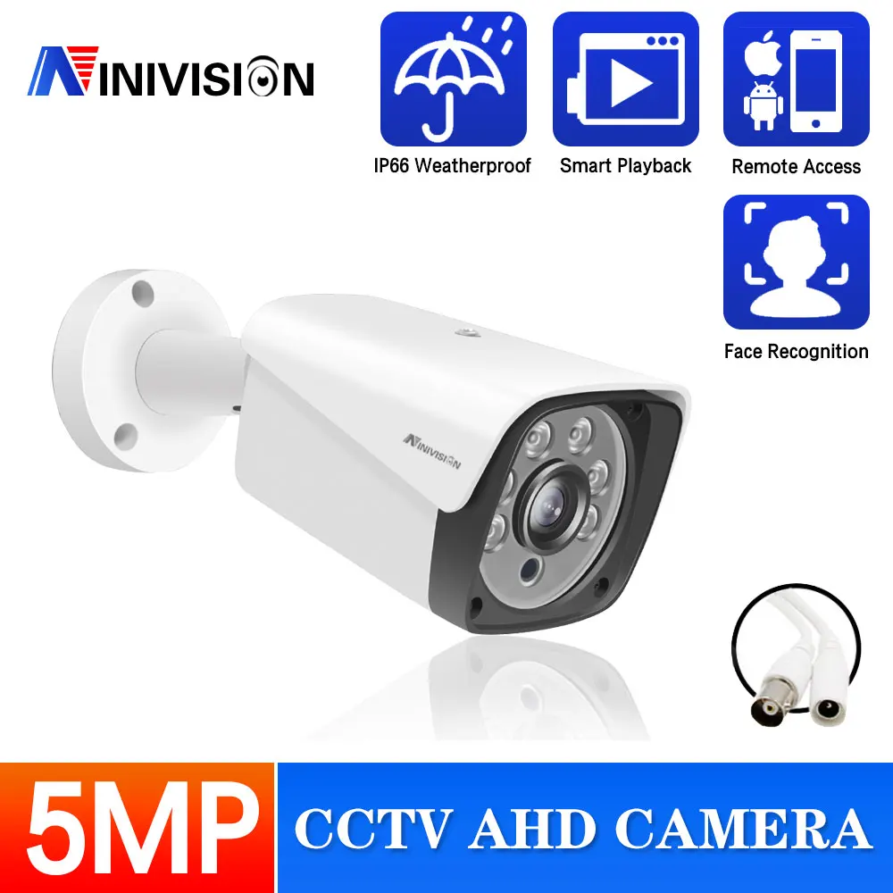 

AI Face Detection H.265 5MP AHD Camera Security Video Surveillance Bullet Indoor/Outdoor Camera Weatherproof For AHD DVR System