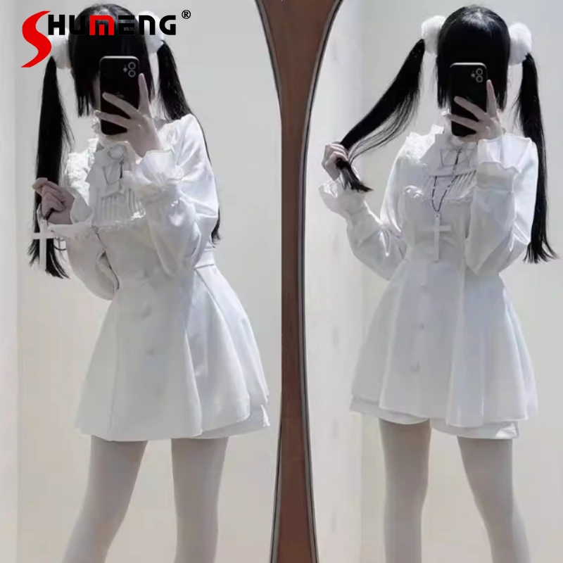 

Autumn Japanese Rojita SC Mine Series Lace Black Long Sleeved Embroidery Cinched Patchwork Mass-Produced Slim Fit Outfits Female