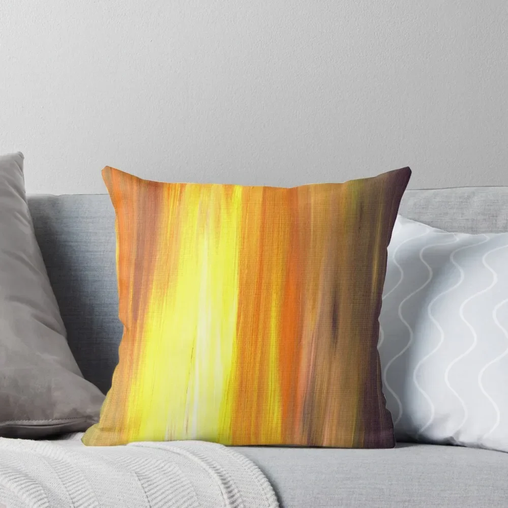 IRRADIATED YELLOW Colorful Fine Art Sunshine Yellow Warm Gold Orange Violet Modern Abstract Acrylic Painting Throw Pillow