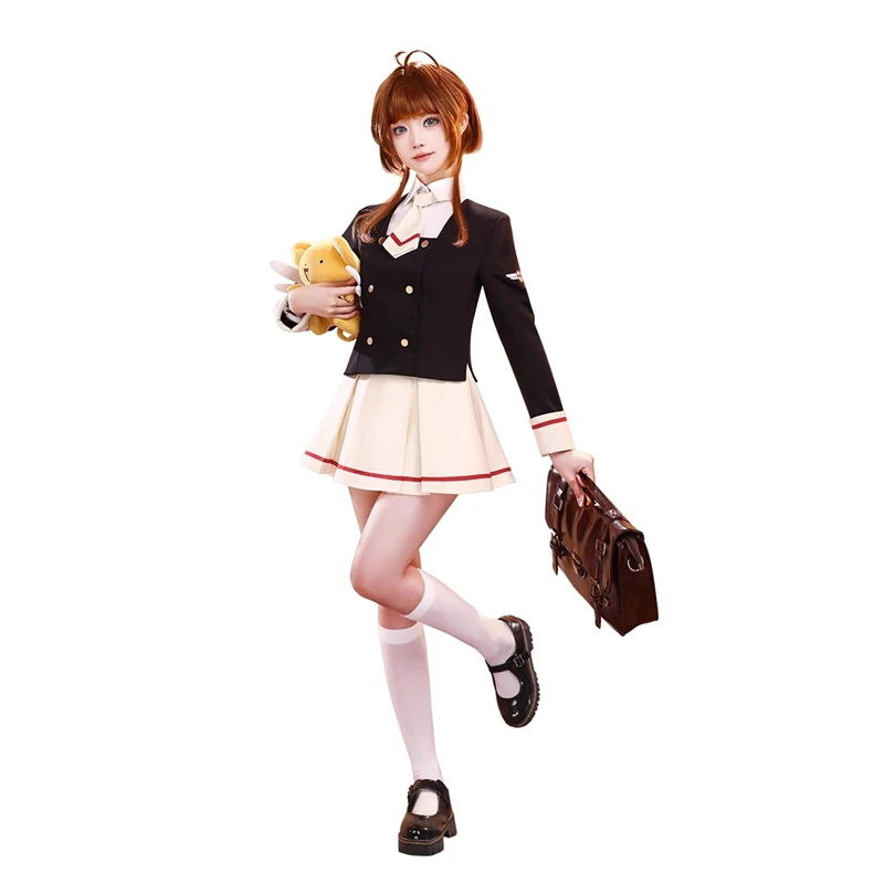 

Cos-Mart Anime Cardcaptor Kinomoto Sakura Cosplay Costume Sweet Yellow And White Battle Dress Activity Party Role Play Clothing