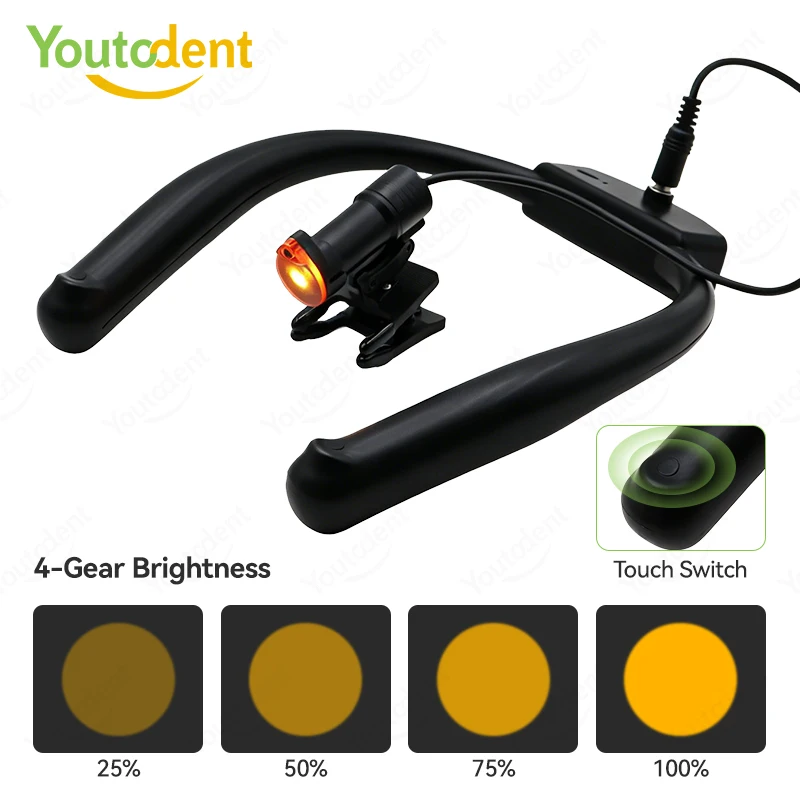 Dental LED Head Light Medical Neck Mount Surgical Headlamp with Clip-on Lamp for Dentist Oral Surgery ENT Veterinary Examination