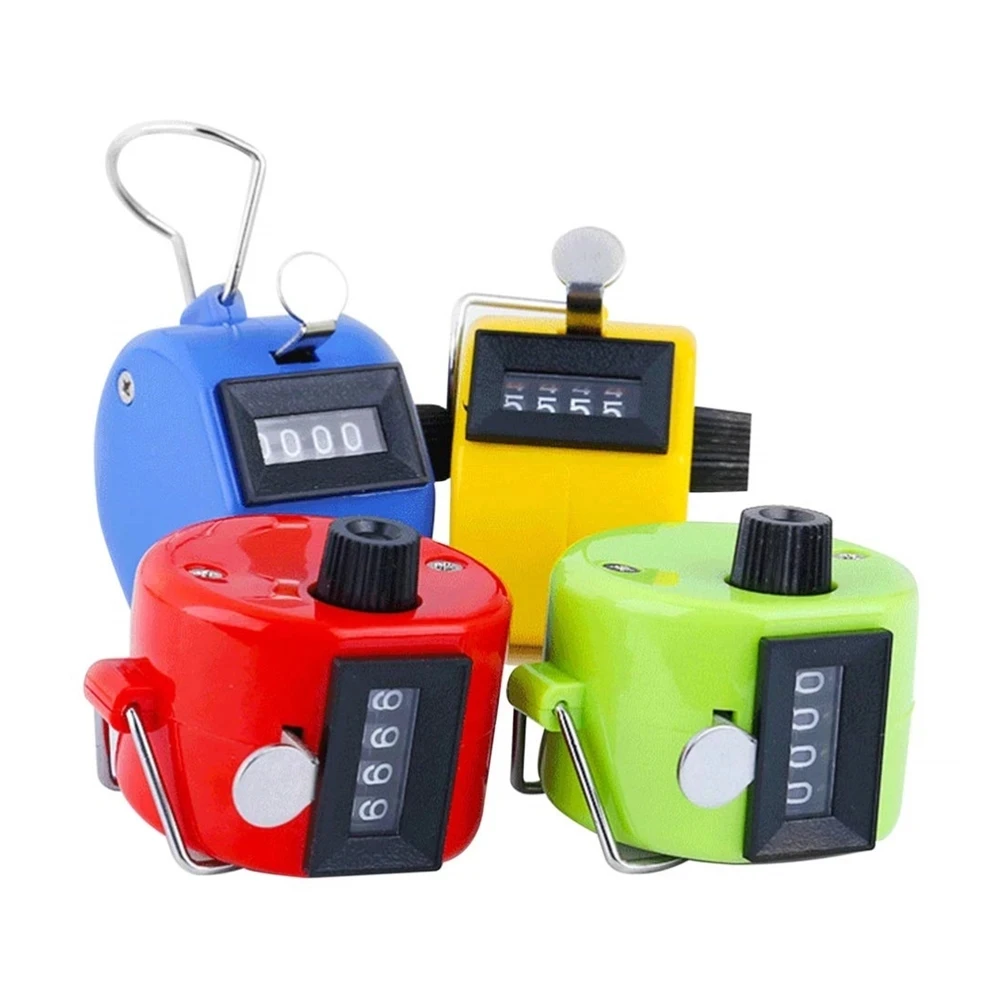 4 Digit Number Counters Plastic Shell Hand Finger Display Manual Counting Tally Clicker Color Shell Timer Soccer Golf Counter