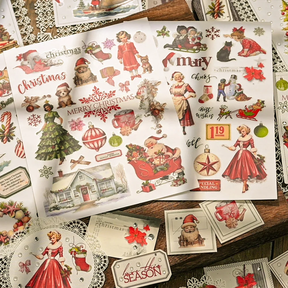 KSCRAFT 3sheets A5 Christmas Rub On Sticker Scrapbooking Junk Journal Crafts Transfer Stickers DIY Photo Albums Decorative