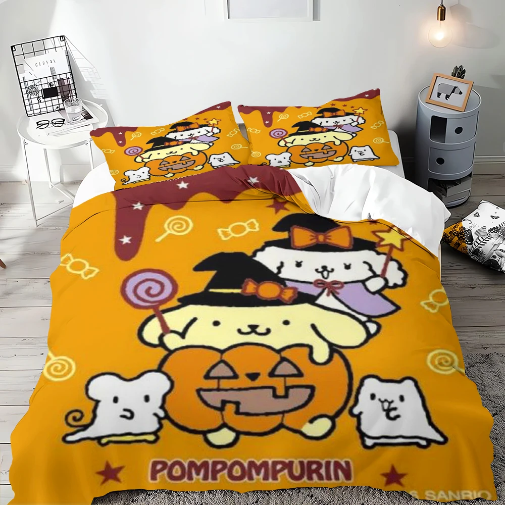 Pompompurin Duvet Cover 2-Piece Set 3-Piece Quilt Cover Pillowcase Suitable for Single Bed Double Bed King Size Full Size