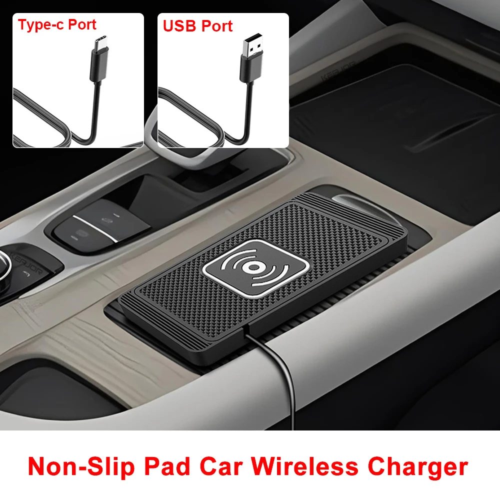 

Автомобильное беспроводное зарядное устройство, быстрая индукционная зарядная панель для iPhone 16, 15, Samsung S24 S23, Xiaomi, силиконовая нескользящая накладка, автомобильное зарядное устройство для телефона
