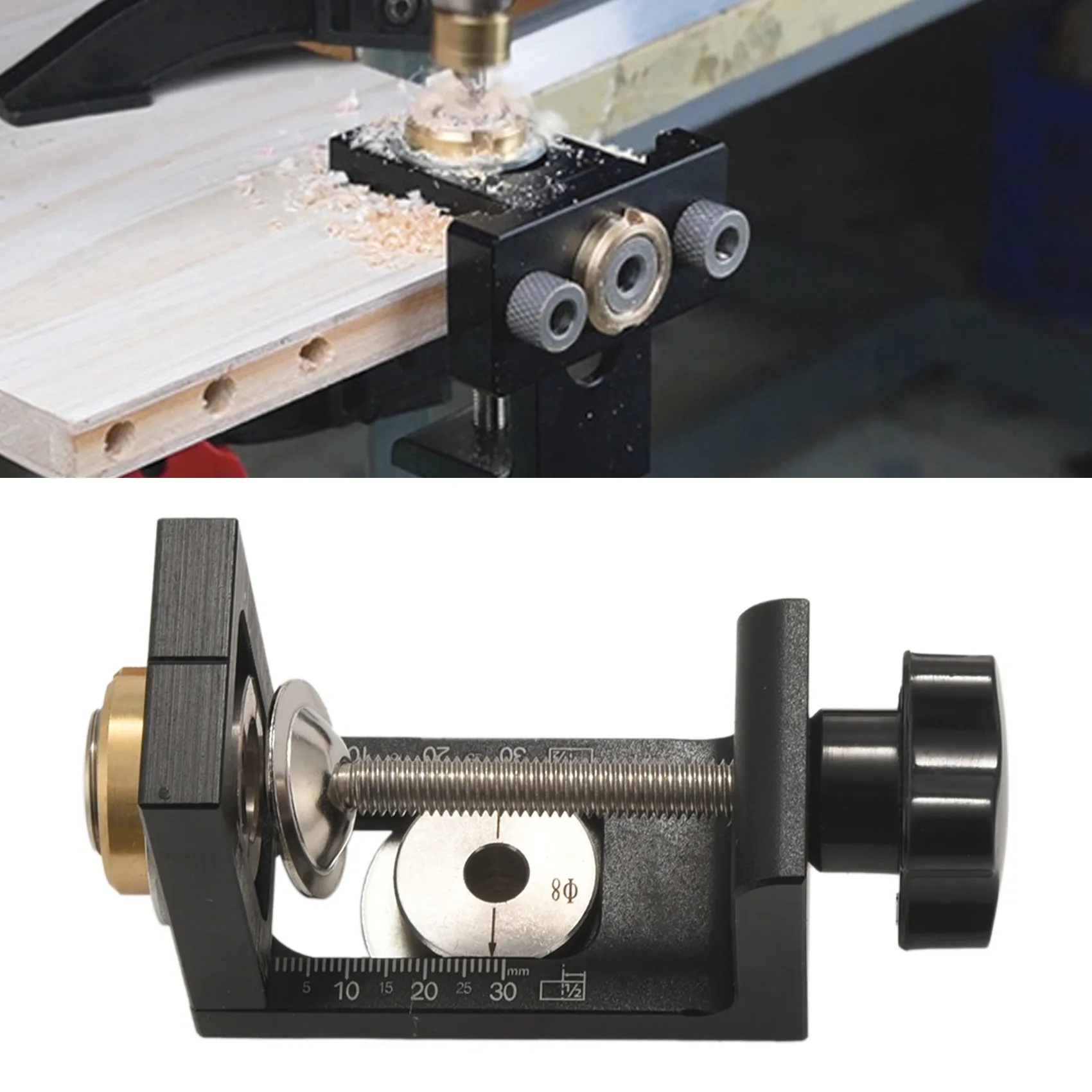 T19C 3 In 1 Adjustable Doweling Jig Woodworking Pocket Hole Jig With 8/15Mm Drill Bit For Drilling Guide Locator Puncher Tool