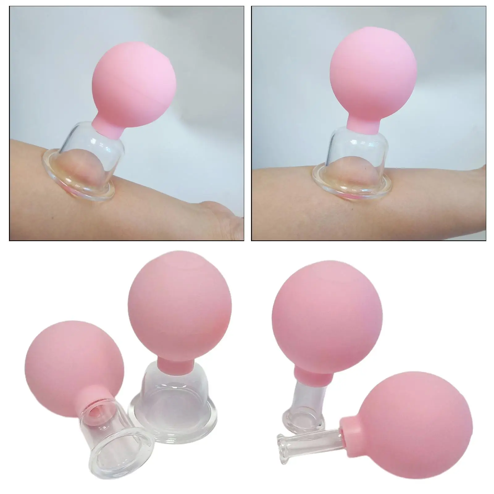 Body Massage PVC And Glass Vacuum Cupping Cups Chinese Body Cupping 1PC (Pink)