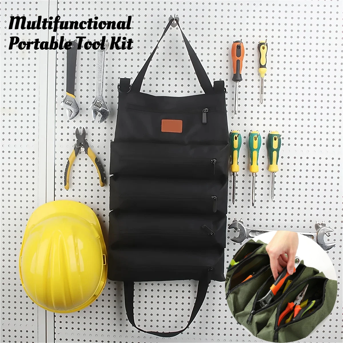 

1 шт. холст многофункциональный рулон инструментов-органайзер для гаечных ключей, автомобильный аварийный комплект для хранения, портативная свернутая сумка