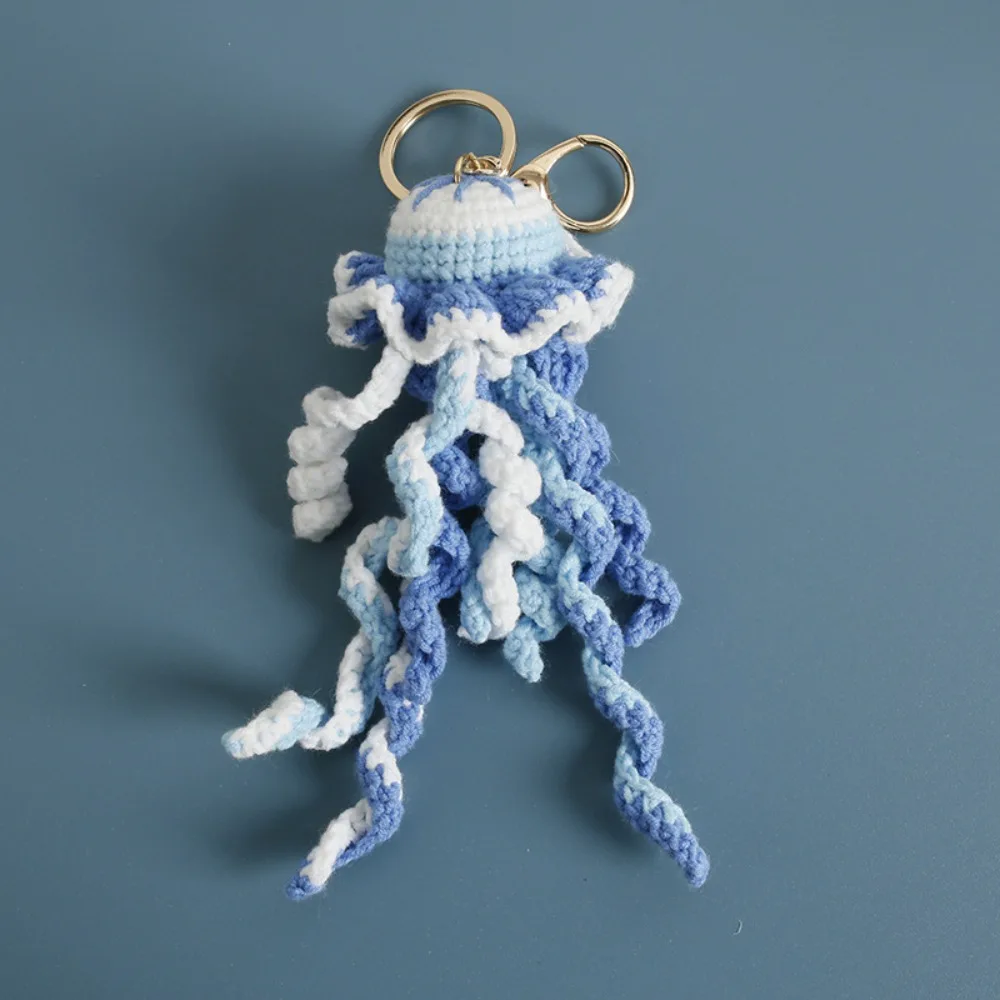 Fashion Ocean Series Crochet Keychain Handmaking Animal Knitted Keyrings Jellyfish Dolphin Crochet Shark Backpack