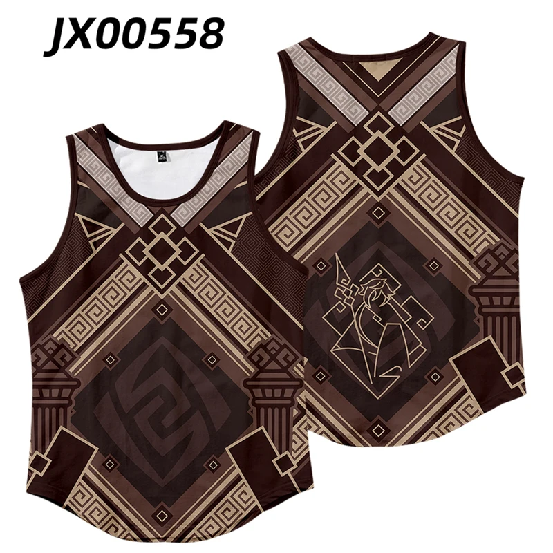 Genshin impacto underwear masculino fino ajuste colete masculino tank topos tartaglia kaedehara kazuha venti xiao zhongli keqing cosplay traje