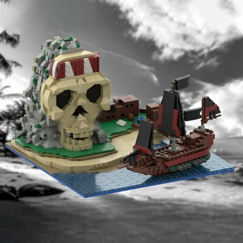 1518 قطعة MOC جزيرة القراصنة الجمجمة خليج القراصنة نموذج اللبنات العمارة هدايا عيد الميلاد تجميع اللعب DIY بها بنفسك عيد ميلاد الاطفال #2