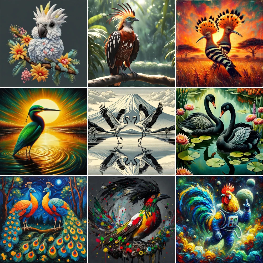 Bird Swan Peacock Printed 11CT Cross-Stitch Embroidery Complete Kit Handicraft Sewing Needlework Knitting Mulina Gift Home Decor