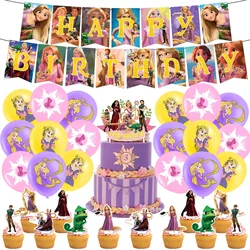 New Disney Tangled Rapunzel Princess Party Supplies Tableware Paper Plate Napkin Banner Balloon Birthday Party Decorations