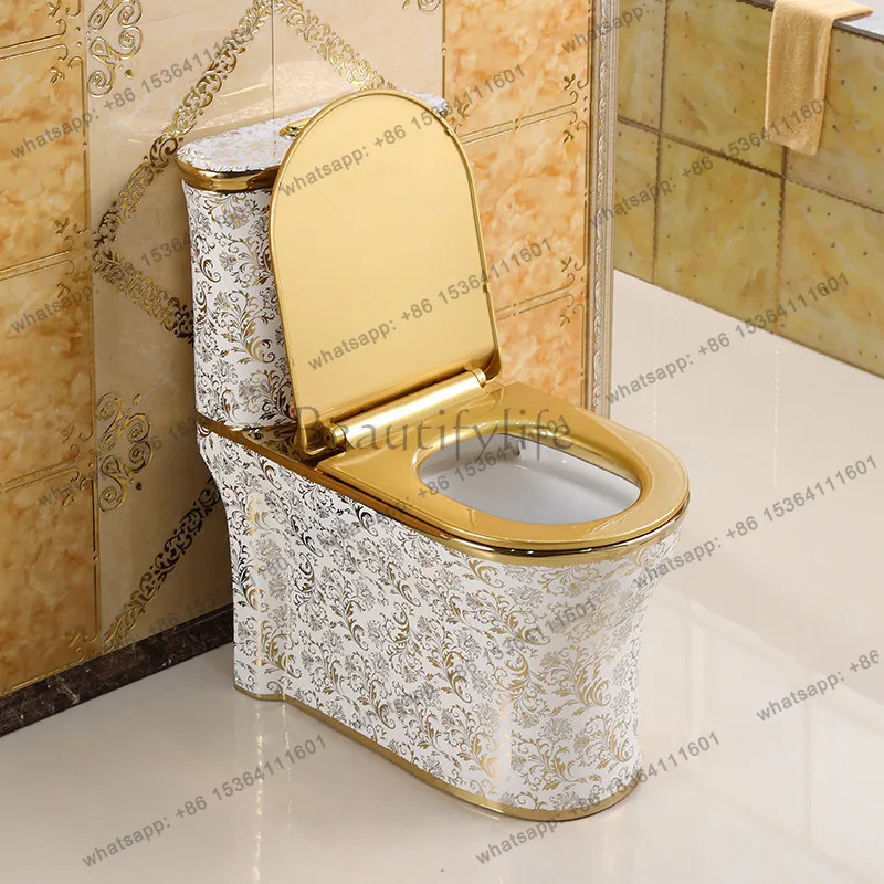 D30 European-style household golden toilet water-saving siphon deodorant color toilet