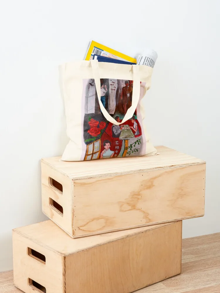 في مزاج الحب مستوحى من اللوحة حمل حقيبة أكياس قابلة لإعادة الاستخدام حقيبة تسوق نسائية حمل حقيبة قماش #4