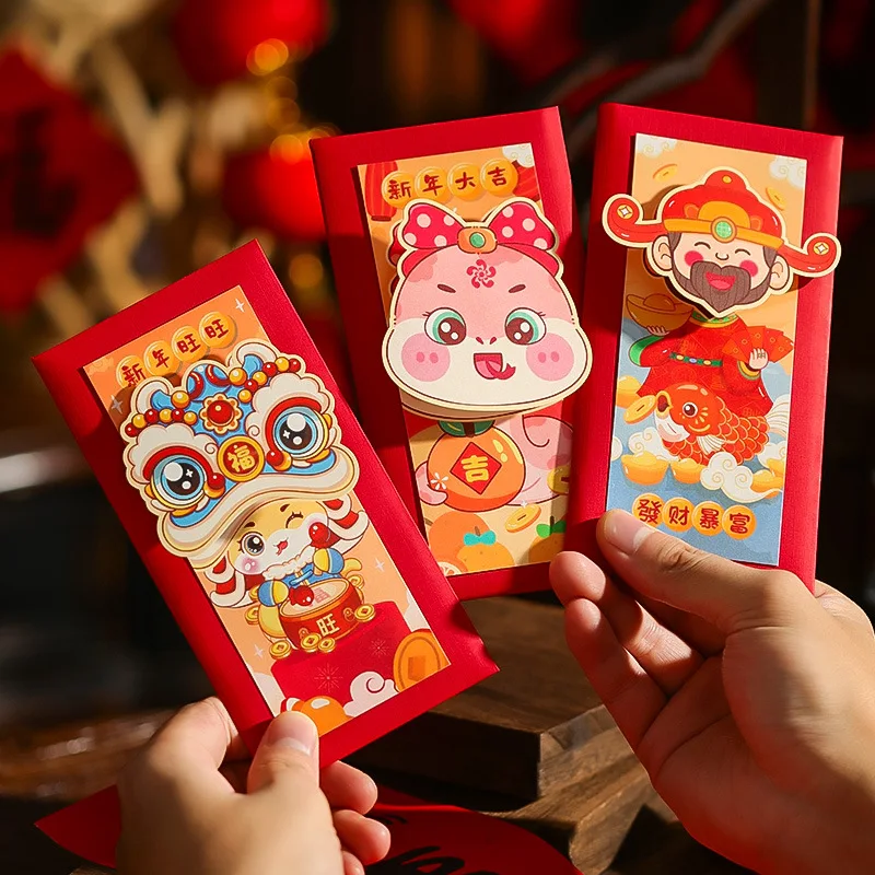 2PCS Spring Festival Red Envelope Chinese Zodiac Snake Year Red Envelopes Chinese New Year Red Packets Lucky Hongbao for Kids