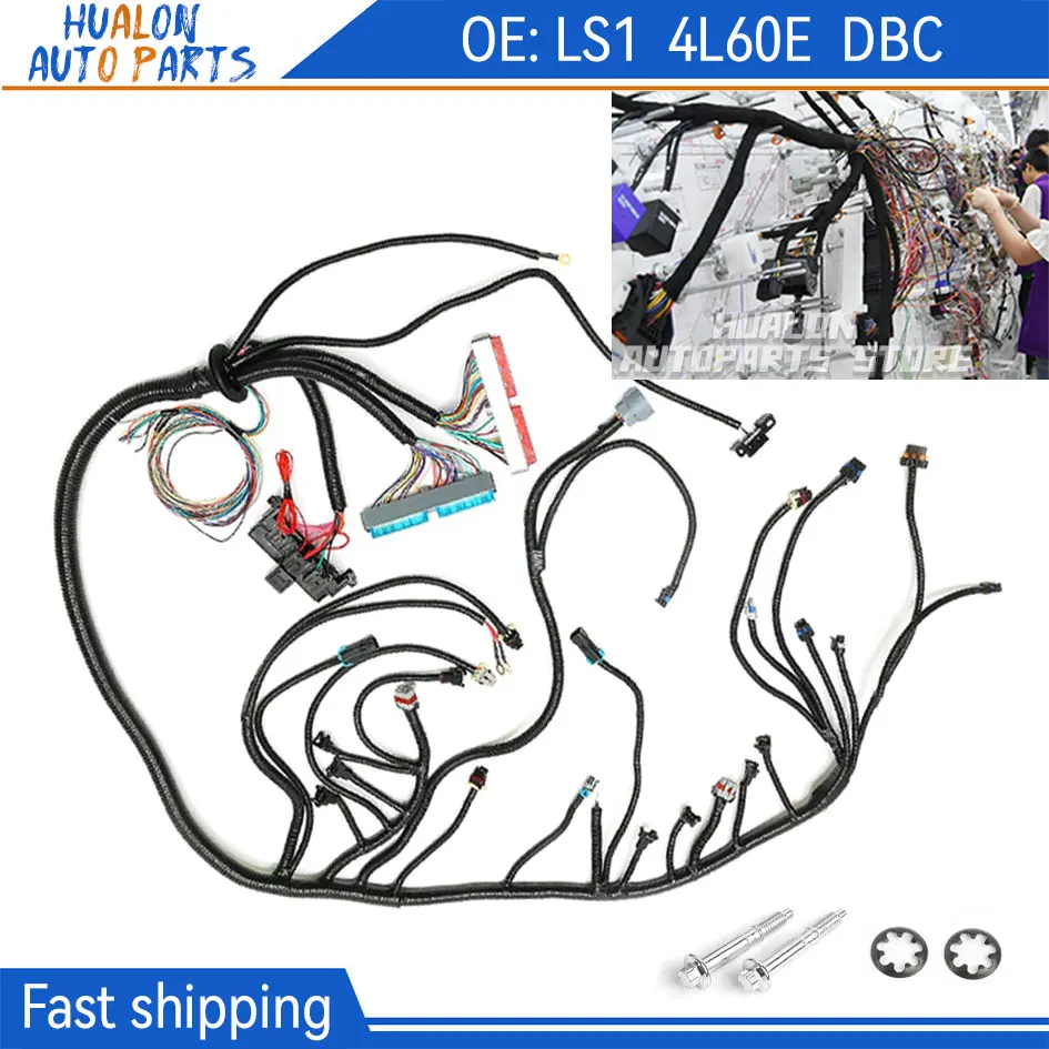 Chicote de fiação do motor 4L60E DBC autônomo para motores GM LS1 Vortec 1997-06 4.8L 5.3L 6.0L W/4L60E Unidade de transmissão por cabo
