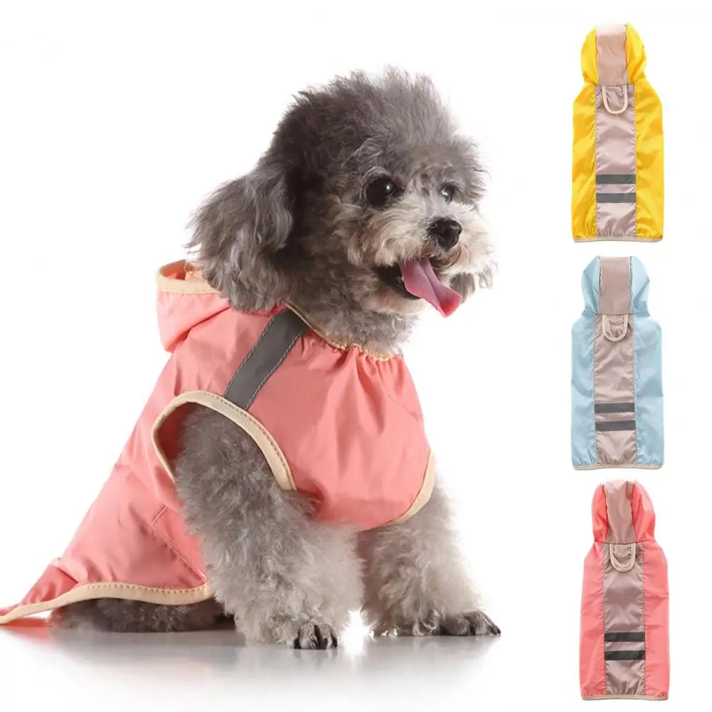 Dog Raincoat Waterproof Puppy Poncho Hooded Rainwear Reflective Dog Rain Coat Dogs Waterproof Coat Polyester Puppy Rain Cloak