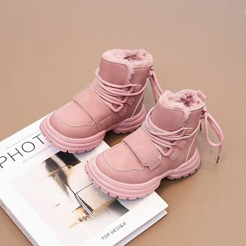 

Hot Selling Boys Girls Sports Boots New Fashion Kids Ankle Boots Warm for Winter Sweet Students Short Boots Non-slip Soft Sole