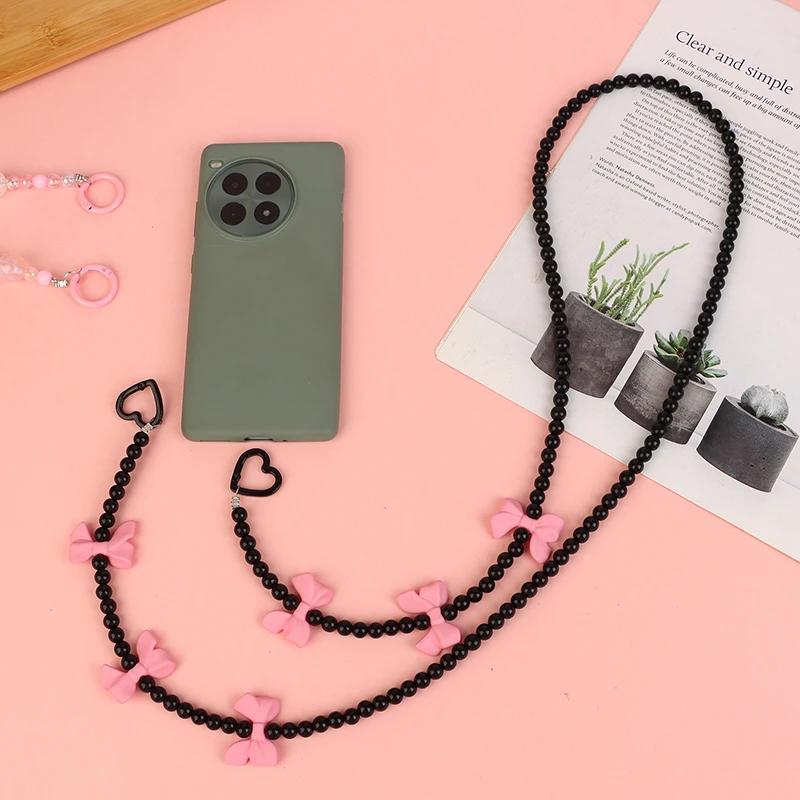 1PC Bohemia Phone Case Anti-Loss Hanging Ornaments Strap Keychain Colorful Flower Butterfly Beaded Acrylic Phone Lanyard Rope