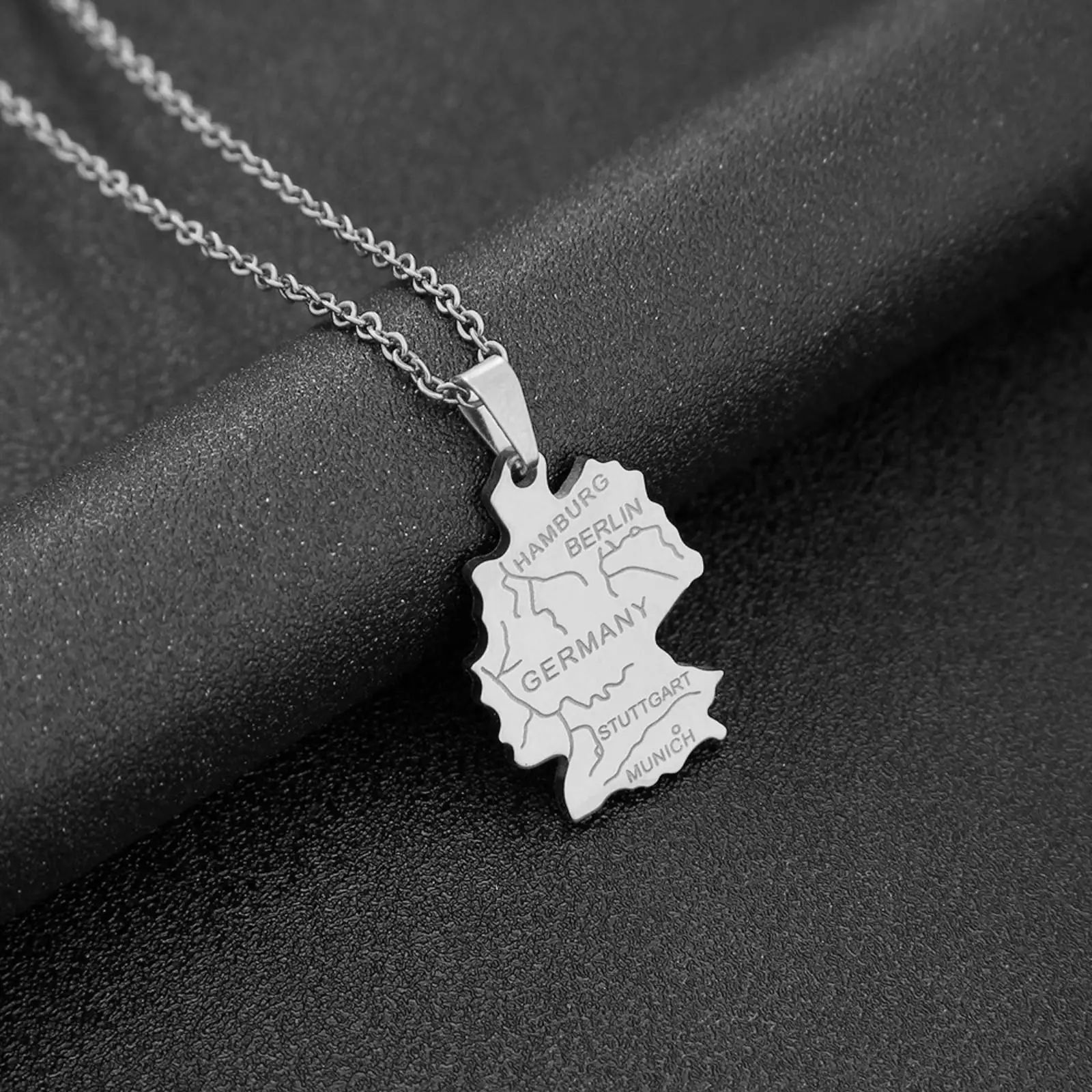 قلادة على شكل خريطة ألمانية ألمانيا العرقية مجوهرات من الفولاذ المقاوم للصدأ هدية للنساء والرجال #6