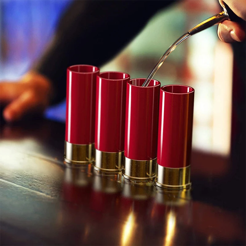 4PCS/set Shot Glass Creative High Quality Plastic Shotgun Bullet Shape Shot Glasses Water Wine Glass Party Drinkware Friend Gift