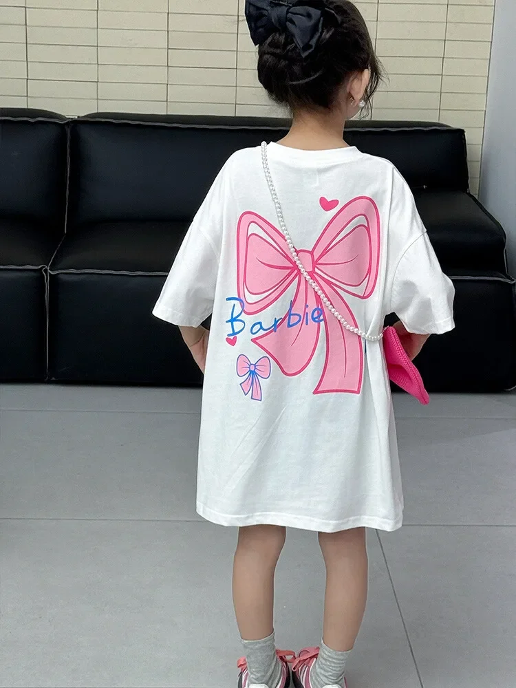 Birthday Princess Clothing Children Dresses Clothes 2025 Girls Big Bow Long T Shirts+pink Bow 2pcs Set  Kids Fashion Casual Tees