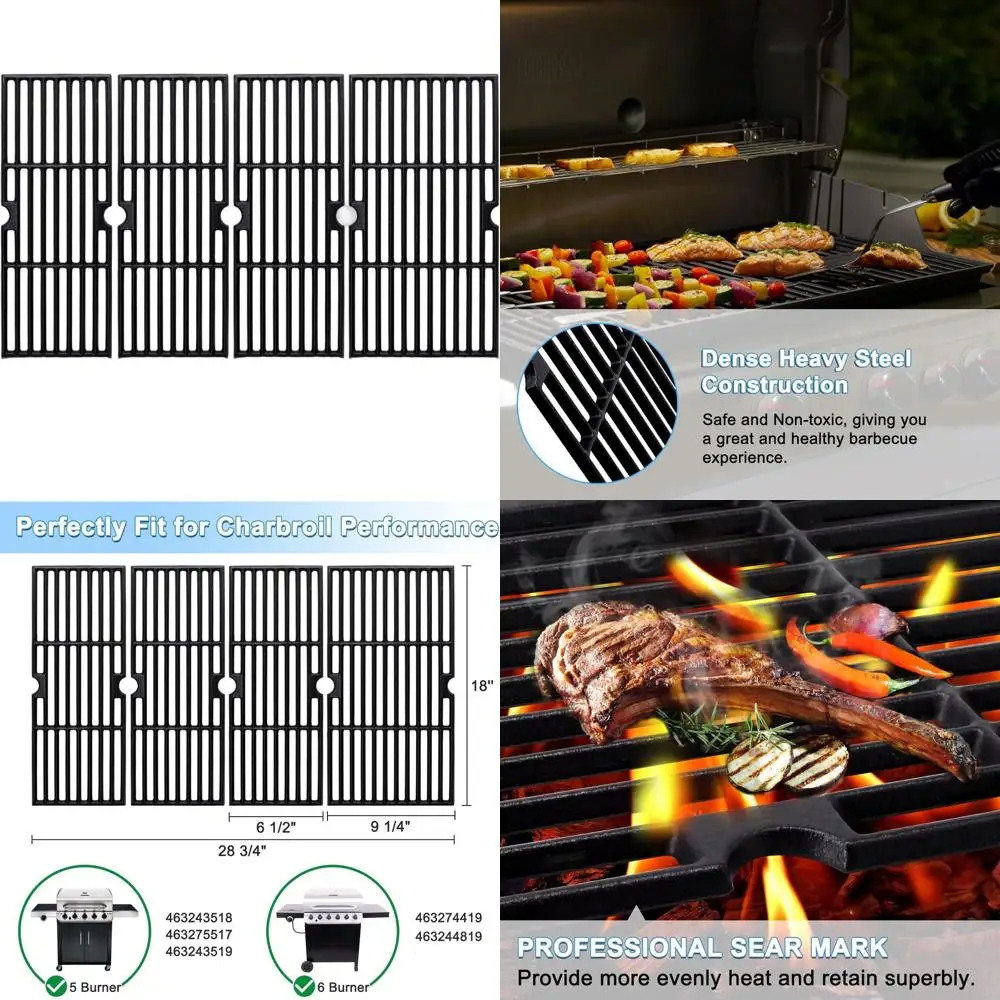 

18 Inch Cast Iron Grill Grates for Replacement Parts, Cooking Grids, Performance Series Grills
