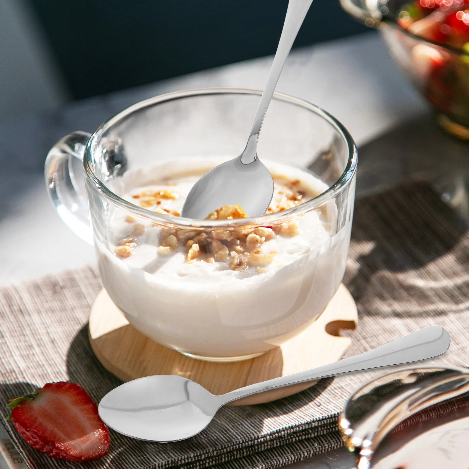 

12Pcs Stainless Steel Spoons Sturdy Longlasting Multifunctional Design for Family Dining Desserts Easy to Clean Comfortable Grip