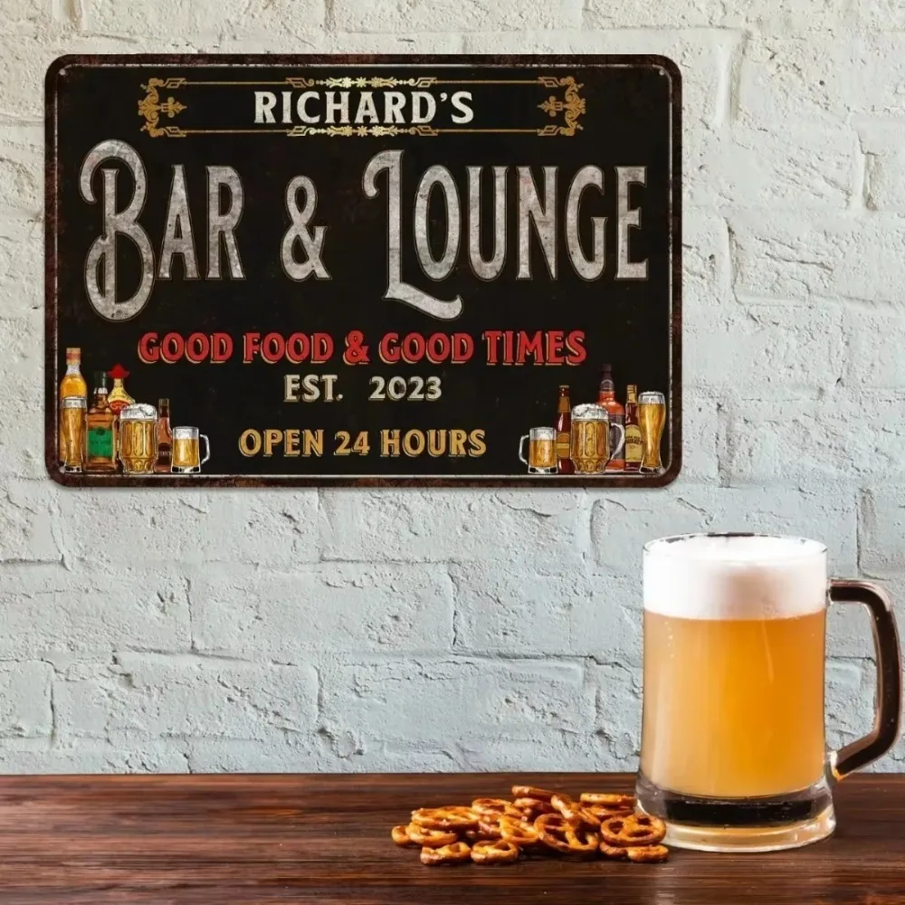 CIFbuy Personalized Custom Text Metal Wall Plaque, Bar & Lounge Novelty Sign, Waterproof Dustproof Hanging Home Decor