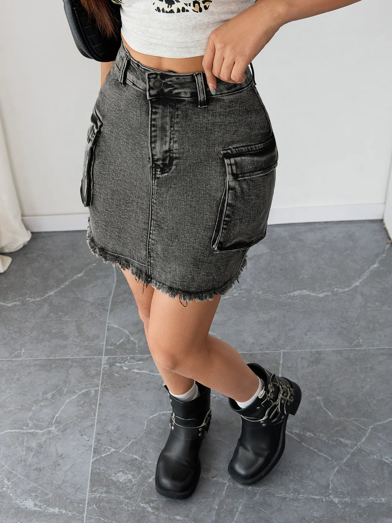 Vintage High Waist Denim Skirt for Women Slim Fit Jeans Pants Retro Aesthetic Fashion Clothing Elegant Outfit