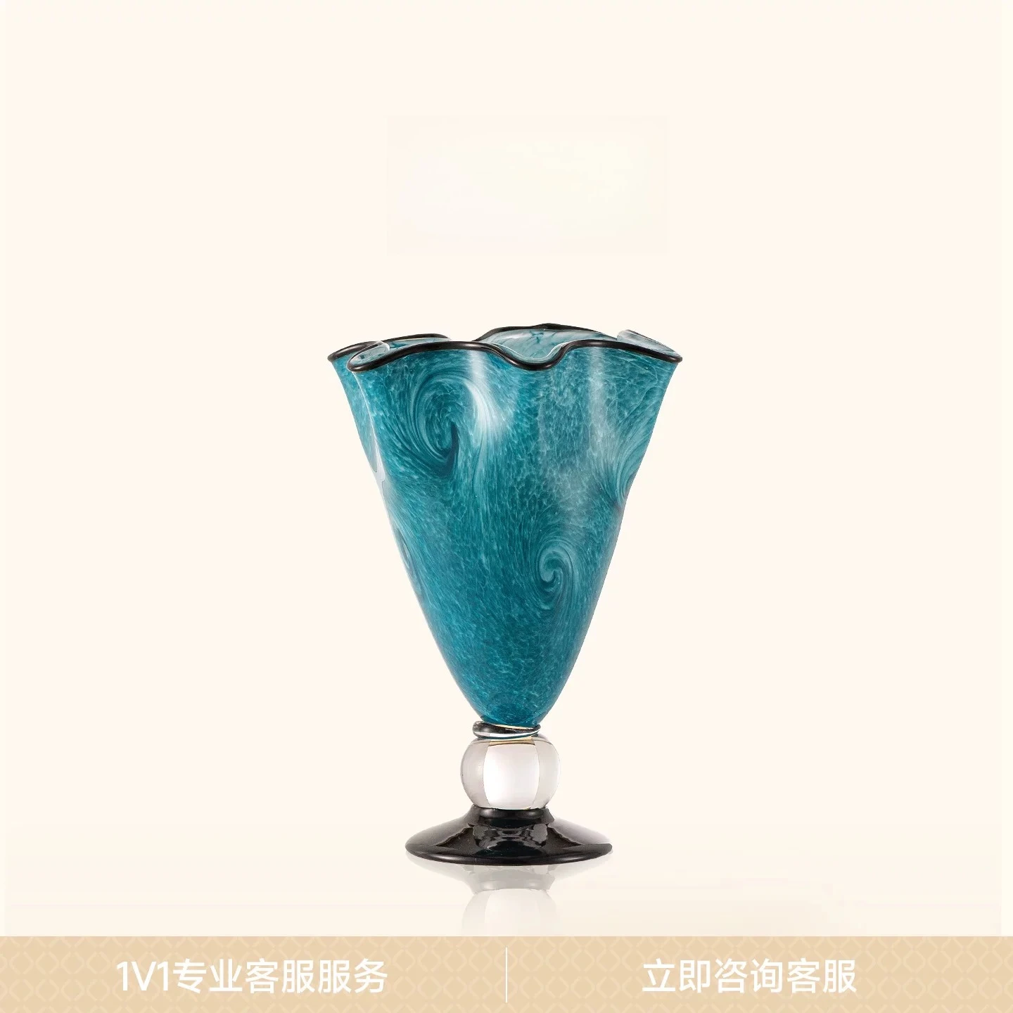 Medieval style high-footed glazed vase high-end pleated style home soft decoration ornament large