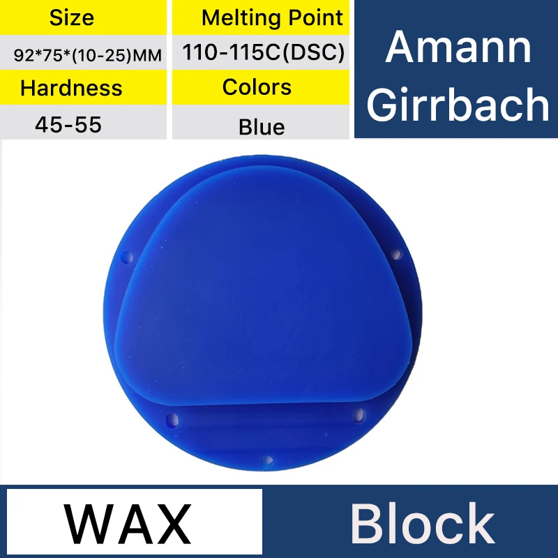 XANGTECH-Discos de bloco de cera azul, sistema aberto, Amann Girrbach, Cad Cam, Dental, 2pcs