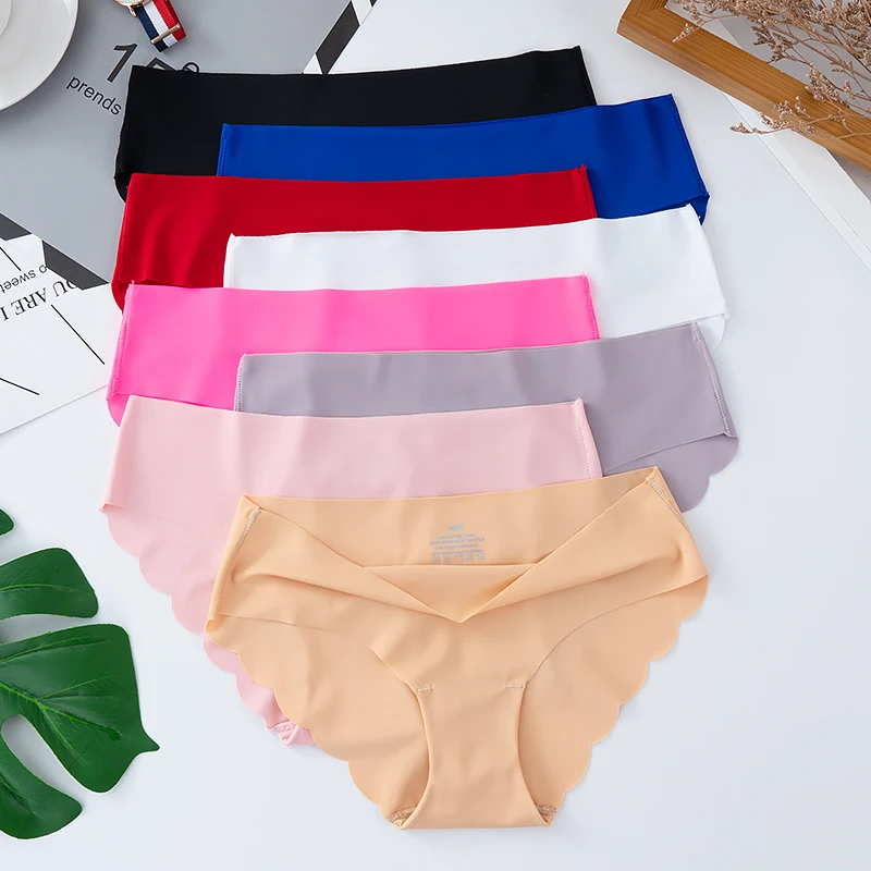 Seamless Silk Briefs Sexy Panties For Women Mid Waist Comfortable Girl Silk Panty Female Underpants Woman Lingerie M-XL