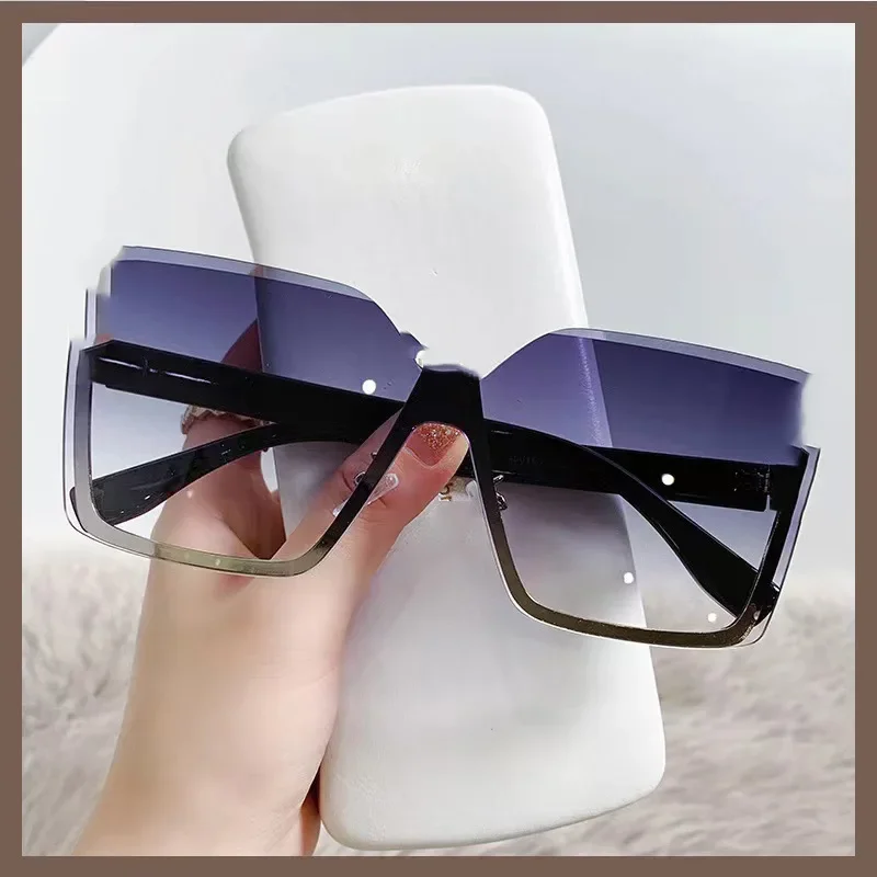 New European And American Style Half-frame Metal Sunglasses Fashion Slim Women's Sun Glasses Anti-uv Glasses UV400 Eyewear