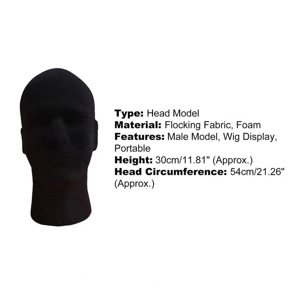 Male Foam Flocking Head Model for Displaying Glasses and Wigs