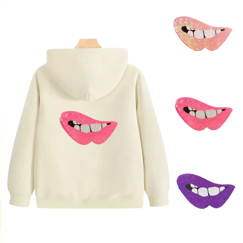 

Mouth Embroidered Patches, Lips Sew Iron on Patches for Clothes Dress Pants Hats Jeans Sewing Flowers Applique DIY Accessory