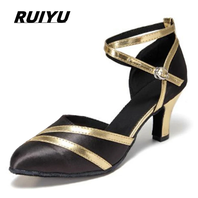 Latin Dance Shoes Women's Salsa Tango Ballroom Party Women's Shoes Silver Gold High Heel Dance Sneakers Outdoor Rubber Sole