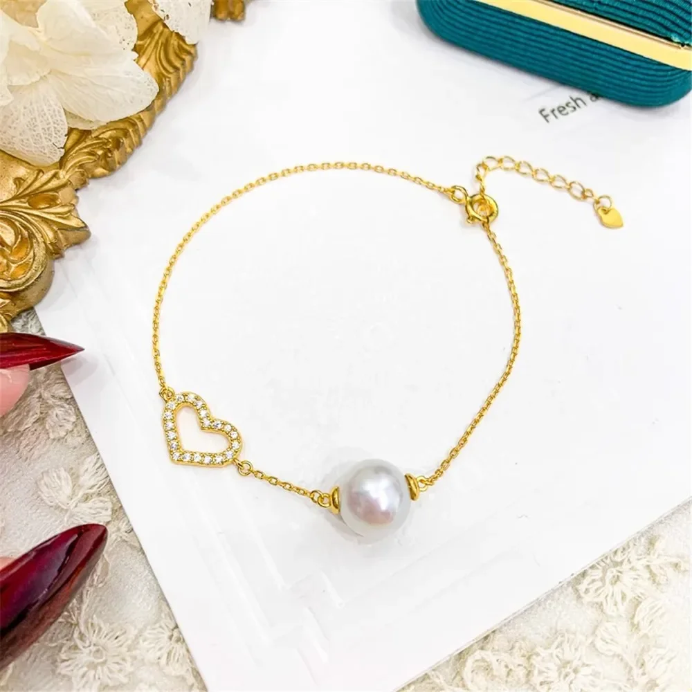 

Жемчужные аксессуары DIY S925 Стерлинговое серебро браслет пустой держатель удачи нефритовый держатель для браслета подходит 6-9 мм круглые овальные бусины S049