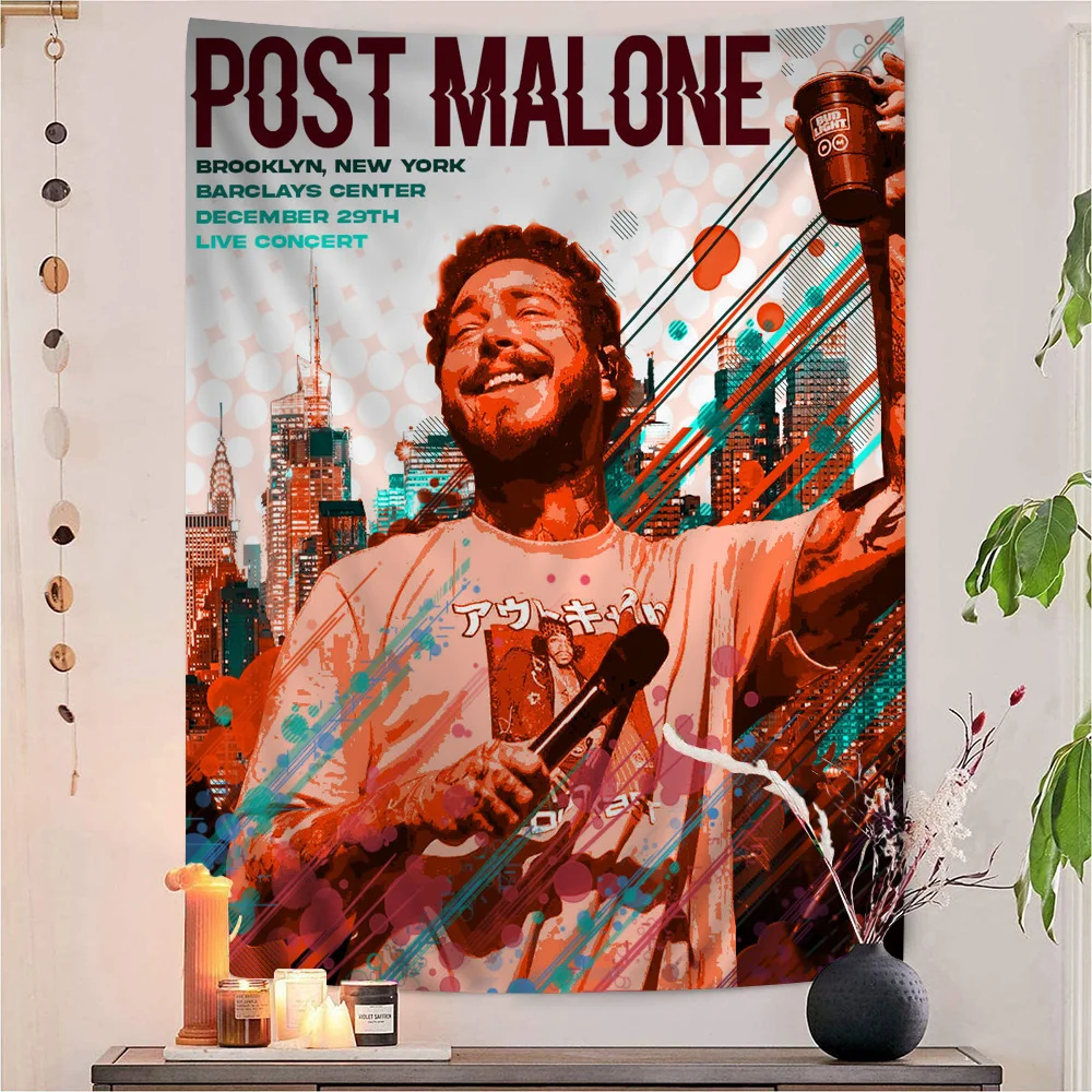 American Singer Star Rapper Post Malone Cartoon Tapestry Wall Hanging Decoration Household Home Decor