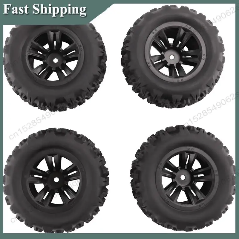 

-ABKM 4Pcs Tire Wheel Tyres RC Car Tire For MJX Hyper Go 16207 16208 16209 16210 H16 H16H H16E H16P 1/16 RC Car Spare Parts