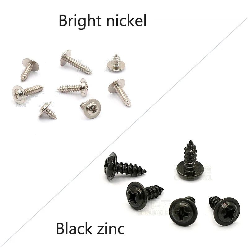 100Pc Nickel/Zinc Plated Steel M2 M2.3 M2.6 M3 M4 Cross  Phillips Round Head With Washer Self Tapping Screws Wood Bolts L=5-18mm