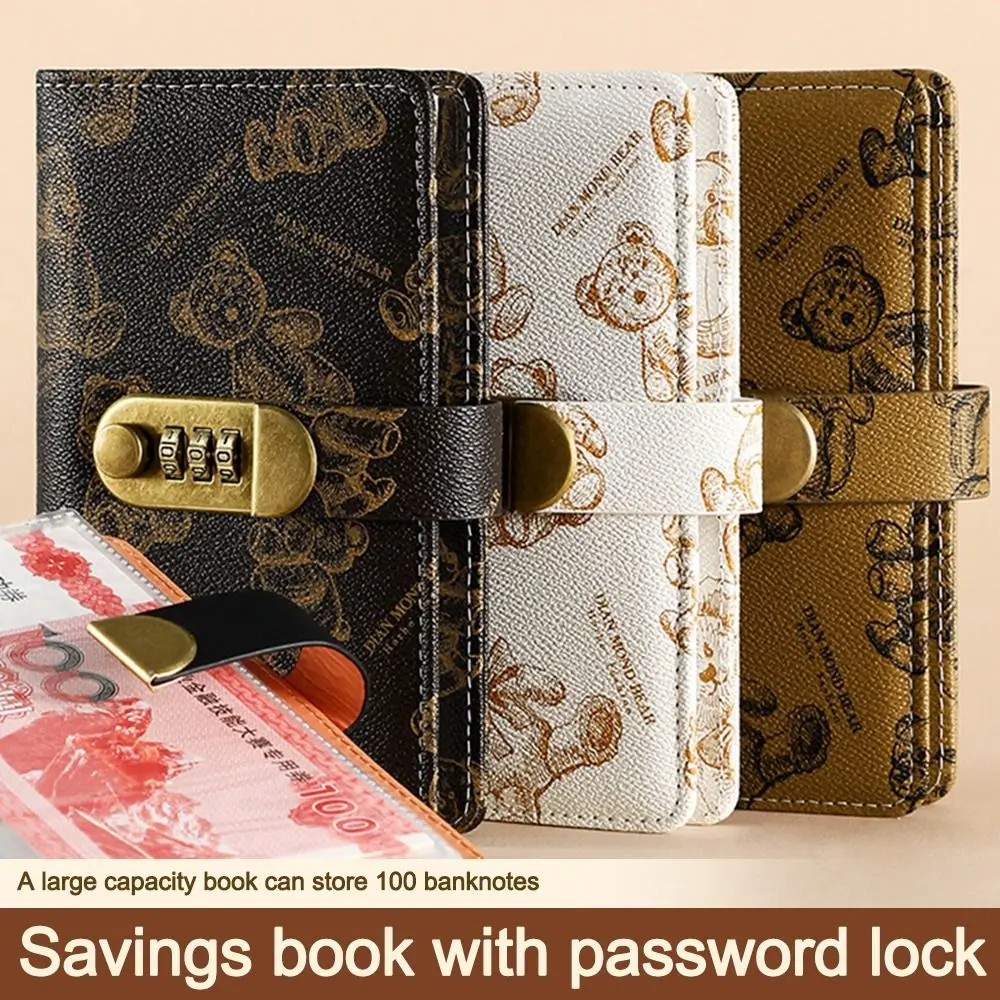 New Password Lock 50 Envelopes Money Saving Challeng PU 100 Envelopes Cash Storage Book Waterproof Save Money Budget Binder