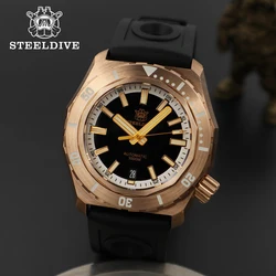 Men's Bronze Mechanical Wristwatch STEELDIVE Original SD1947 S Swiss Luminous 1000M Water Resistant Retro Big Pointer Dive Watch