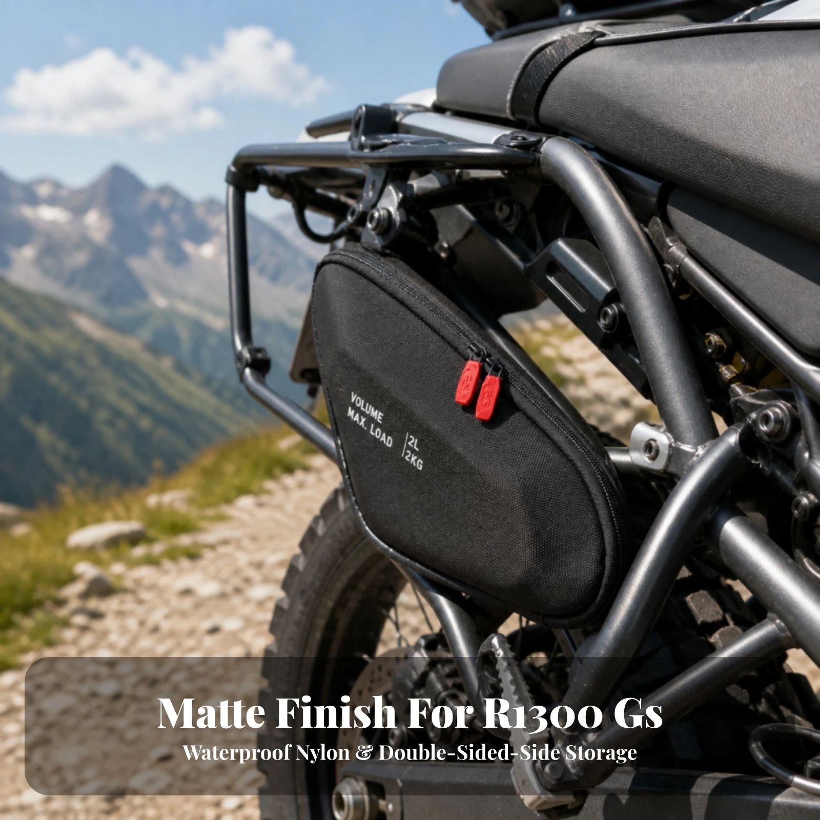 Motorcycle Side Frame Bag Anti-Slip Luggage for Adventure Riders, Daily Commuting