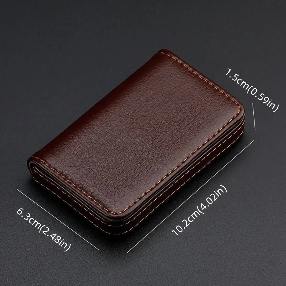 Top Business Card Holder Luxury PU Leather Card Case Manager Magnetic Buckle Name Card Pocket Office