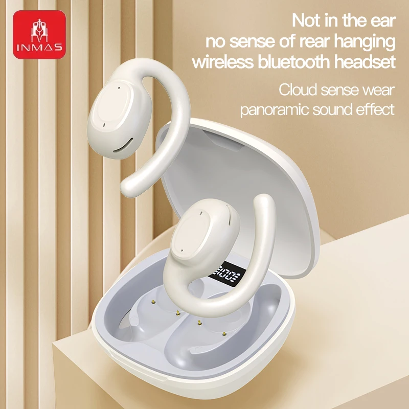 

INAMS X3 Ear Hook Earbuds Wireless Bluetooth ENC Noise Reduction Earphones Bone Conduction Headphone LED Power Display Headsets