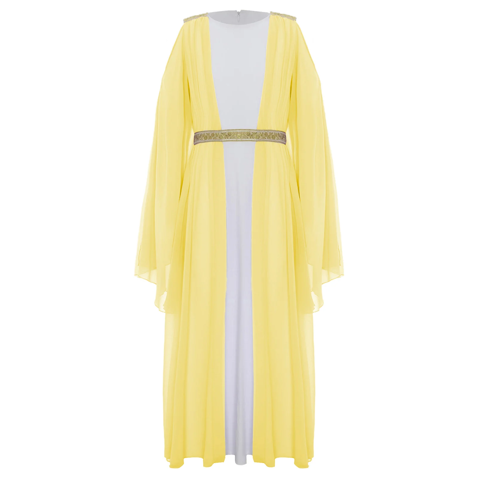 Kids Girls Halloween Ancient Greek Roman Goddesses Princess Cosplay Costume Worship Praise Dance Dress Long Sleeve Toga Robe