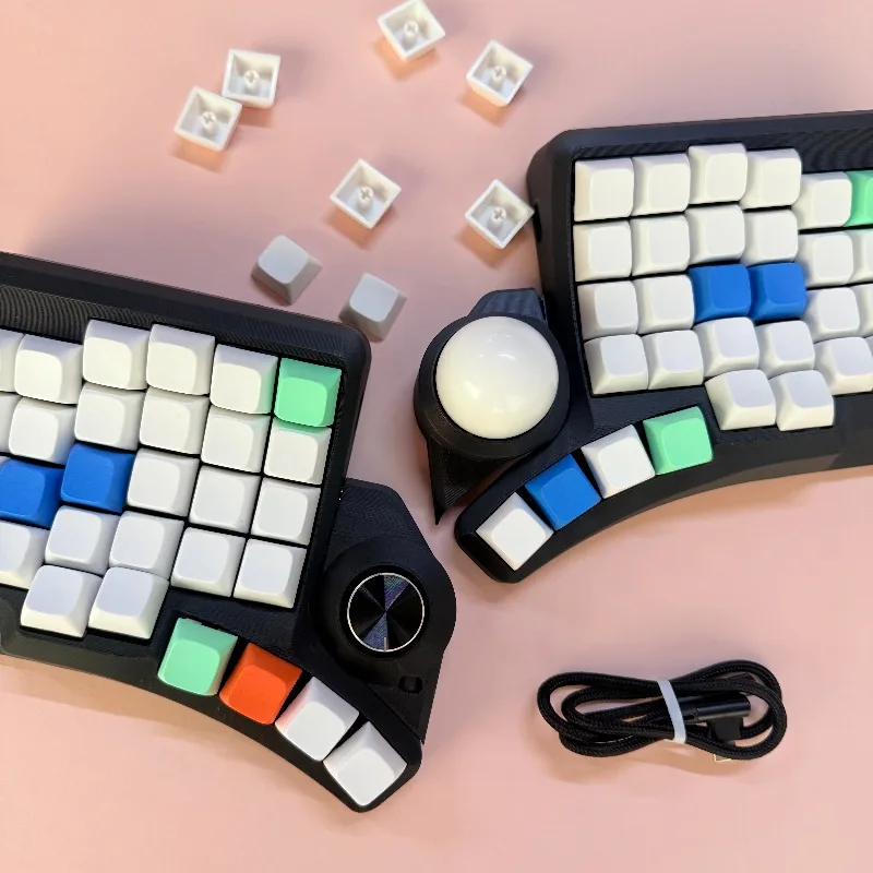 HPD v2 Theme Механическая клавиатура с изогнутым дизайном Проводная горячая замена QMK Трекбол Эргономичные аксессуары для набора текста для офиса/игр